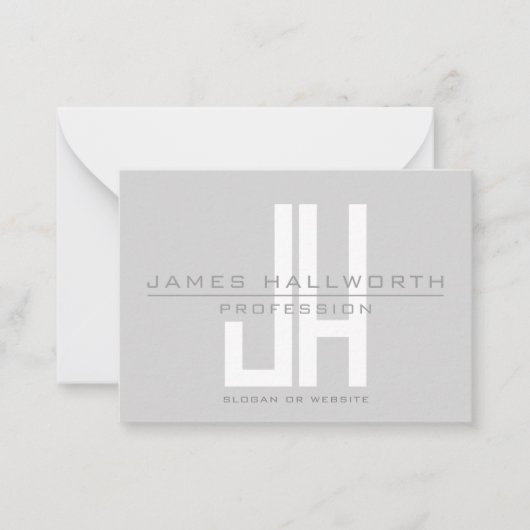Modern ogend zakelijk monogram | Grey Notitiekaartje (Voorkant)
