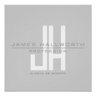 Modern ogend zakelijk monogram   Grey Perfect Poster