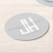Modern ogend zakelijk monogram | Grey Ronde Kartonnen Onderzetter (Gebogen)