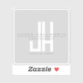 Modern ogend zakelijk monogram | Grey Sticker (Vel)