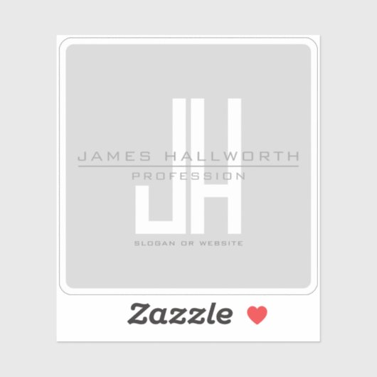 Modern ogend zakelijk monogram | Grey Sticker (Vel)