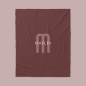 Modern ogende monogrammed naam | Maroon Red Fleece Deken