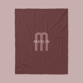 Modern ogende monogrammed naam | Maroon Red Fleece Deken
