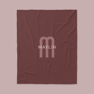 Modern ogende monogrammed naam   Maroon Red Fleece Deken