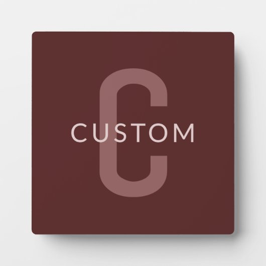 Modern ogende monogrammed naam | Maroon Red Fotoplaat (Voorkant)