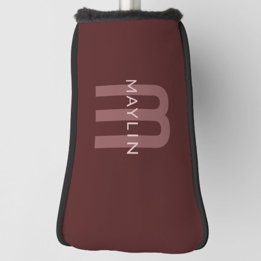 Modern ogende monogrammed naam | Maroon Red Golfheadcover (Draai 90)