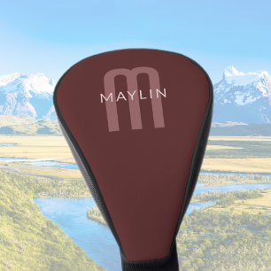 Modern ogende monogrammed naam   Maroon Red Golfheadcover