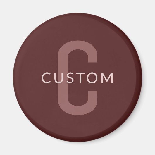Modern ogende monogrammed naam | Maroon Red Magneet (Voorkant)