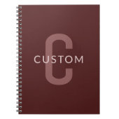 Modern ogende monogrammed naam | Maroon Red Notitieboek (Voorkant)