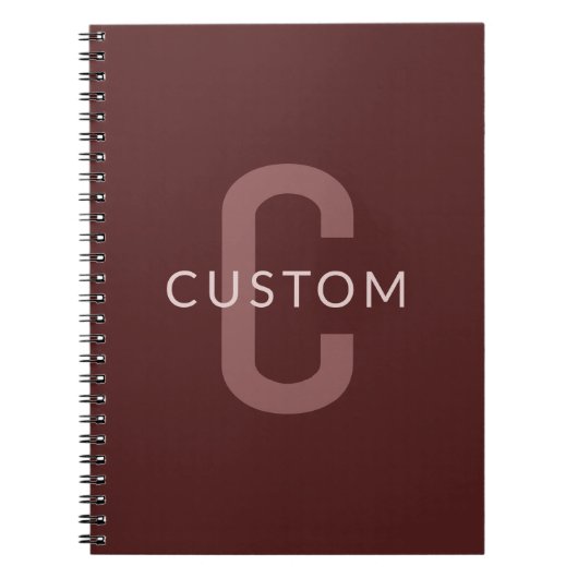 Modern ogende monogrammed naam | Maroon Red Notitieboek (Voorkant)