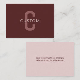 Modern ogende monogrammed naam | Maroon Red Notitiekaartje
