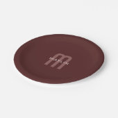 Modern ogende monogrammed naam | Maroon Red Papieren Bordje (Gekanteld)