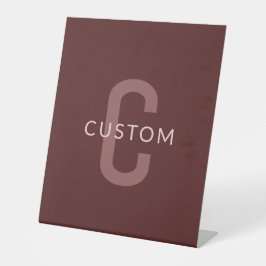 Modern ogende monogrammed naam | Maroon Red Reclamebord Met Voetstuk
