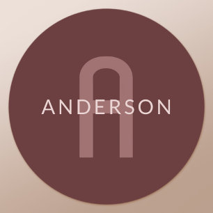 Modern ogende monogrammed naam   Maroon Red Ronde Sticker