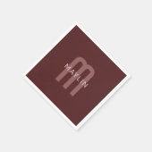 Modern ogende monogrammed naam | Maroon Red Servet (Hoek)