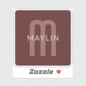 Modern ogende monogrammed naam | Maroon Red Sticker (Vel)