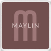 Modern ogende monogrammed naam | Maroon Red Sticker (Voorkant)