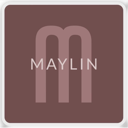 Modern ogende monogrammed naam | Maroon Red Sticker (Voorkant)