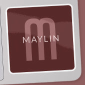 Modern ogende monogrammed naam | Maroon Red Sticker