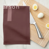 Modern ogende monogrammed naam | Maroon Red Theedoek (Quarter Fold)