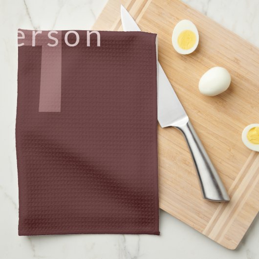 Modern ogende monogrammed naam | Maroon Red Theedoek (Quarter Fold)