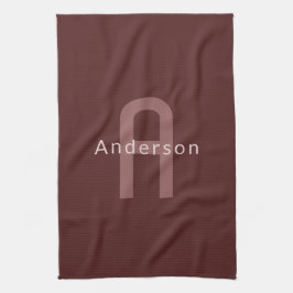 Modern ogende monogrammed naam | Maroon Red Theedoek