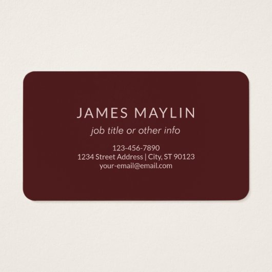 Modern ogende monogrammed naam | Maroon Red Visitekaartje (Achterkant)