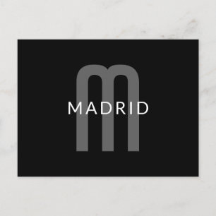 Modern ogende monogrammed naam   Zwart Grijs Wit Briefkaart