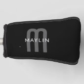 Modern ogende monogrammed naam | Zwart Grijs Wit Golfheadcover (Voorkant)
