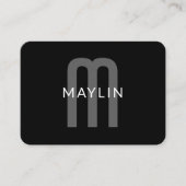 Modern ogende monogrammed naam | Zwart Grijs Wit Informatiekaartje (Voorkant)