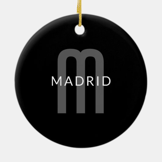 Modern ogende monogrammed naam | Zwart Grijs Wit Keramisch Ornament (Achterkant)