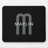 Modern ogende monogrammed naam | Zwart Grijs Wit Muismat (Voorkant)