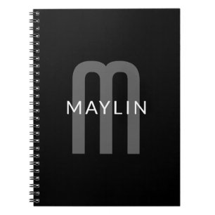 Modern ogende monogrammed naam   Zwart Grijs Wit Notitieboek