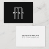 Modern ogende monogrammed naam | Zwart Grijs Wit Notitiekaartje (Voorkant / Achterkant)