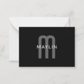 Modern ogende monogrammed naam | Zwart Grijs Wit Notitiekaartje (Voorkant)