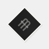 Modern ogende monogrammed naam | Zwart Grijs Wit Servet (Hoek)
