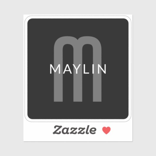 Modern ogende monogrammed naam | Zwart Grijs Wit Sticker (Vel)