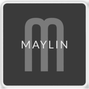 Modern ogende monogrammed naam   Zwart Grijs Wit Sticker