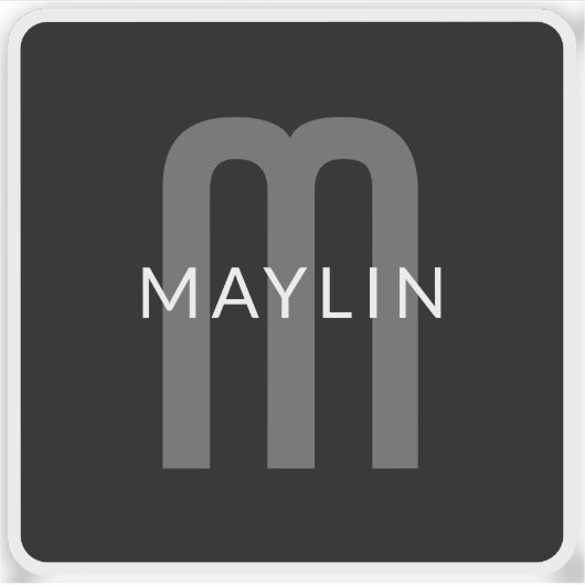 Modern ogende monogrammed naam | Zwart Grijs Wit Sticker (Voorkant)