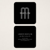 Modern ogende monogrammed naam | Zwart Grijs Wit Vierkante Visitekaartjes (Voorkant /achterkant)