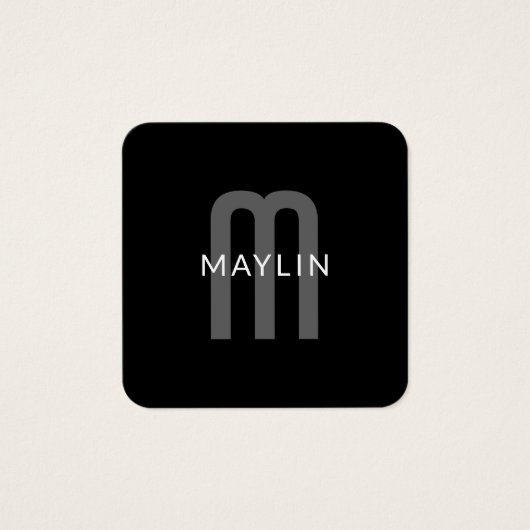 Modern ogende monogrammed naam | Zwart Grijs Wit Vierkante Visitekaartjes (Voorkant)