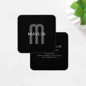 Modern ogende monogrammed naam | Zwart Grijs Wit Vierkante Visitekaartjes (Bureau)