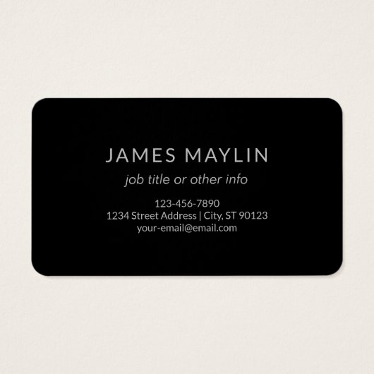 Modern ogende monogrammed naam | Zwart Grijs Wit Visitekaartje (Achterkant)