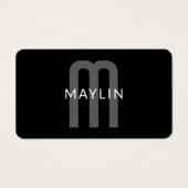 Modern ogende monogrammed naam | Zwart Grijs Wit Visitekaartje (Voorkant)