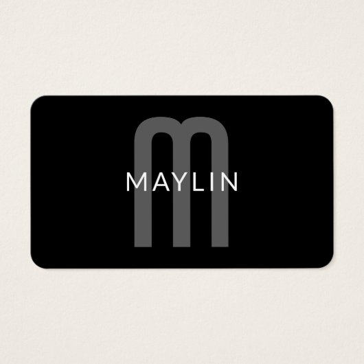 Modern ogende monogrammed naam | Zwart Grijs Wit Visitekaartje (Voorkant)