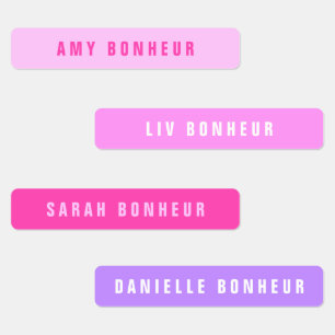 Modern ogende namen Roze & Paarse Iron-on Labels