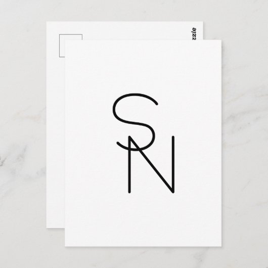 Modern ogende overlappende Initialen Briefkaart (Voorkant / Achterkant)