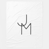 Modern ogende overlappende Initialen Fleece Deken (Voorkant)