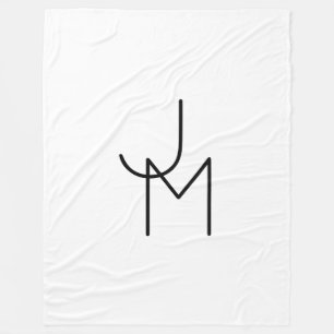 Modern ogende overlappende Initialen Fleece Deken