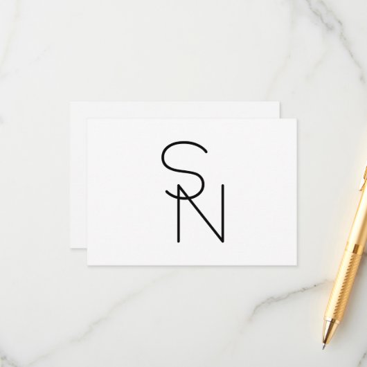 Modern ogende overlappende Initialen Informatiekaartje (Voorkant / Achterkant in situ)